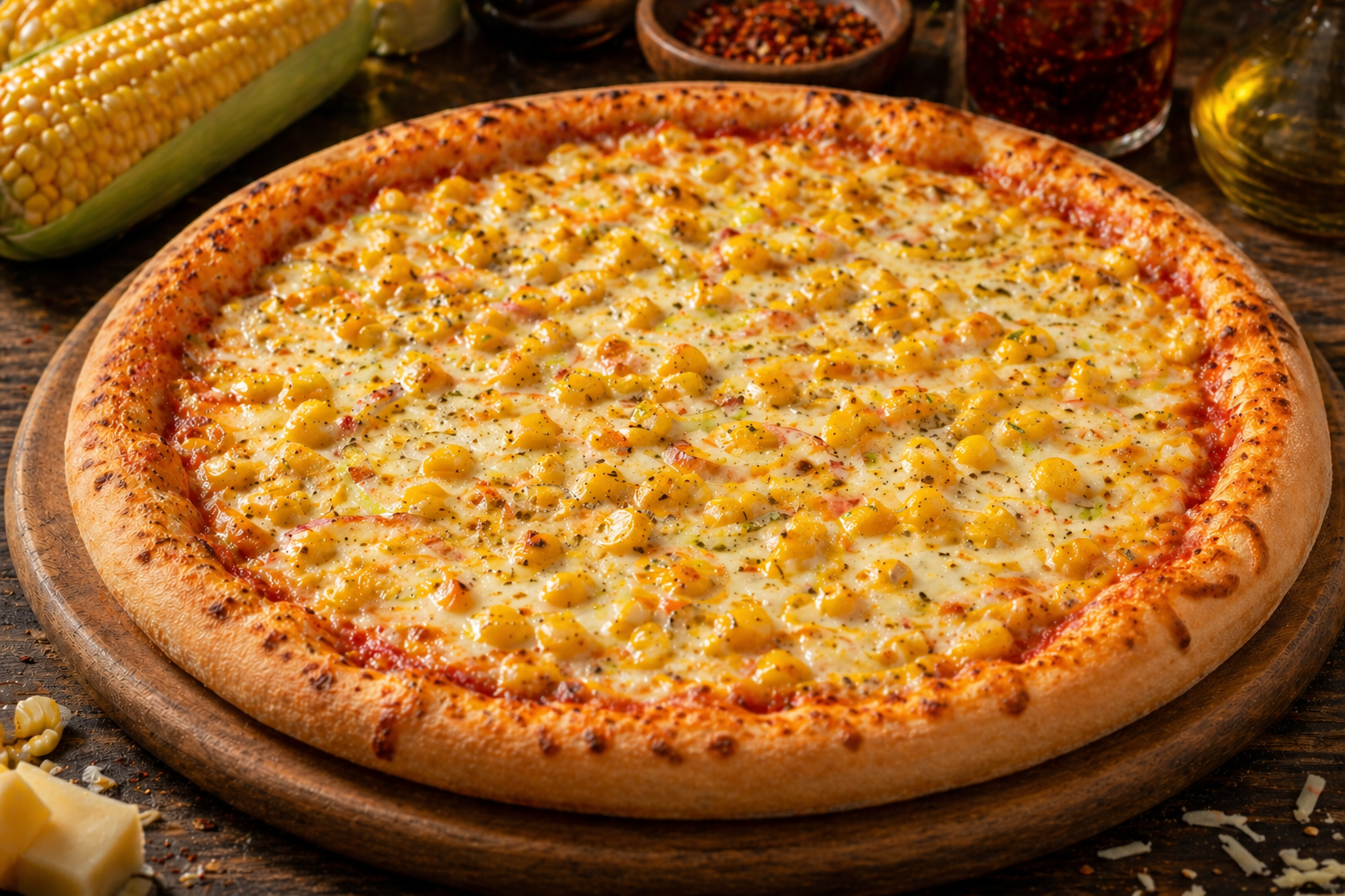 CORN & CHEESE PIZZA
